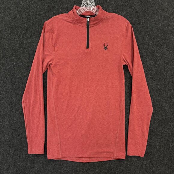 Spyder Active Pullover Men's Small Red ProWeb Quarter 1/4 Zip Sweater Shirt - Picture 1 of 7